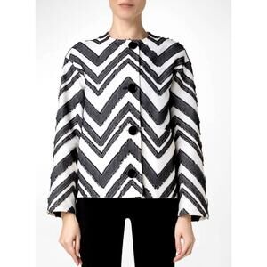 $1.4K Akris New Fringed Zigzag Jacquard #236079A16B